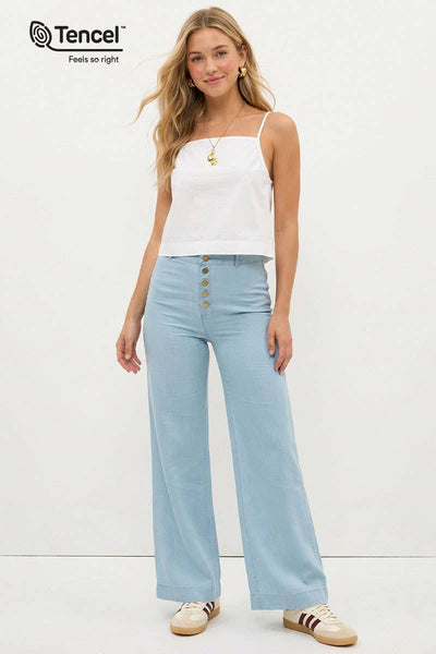 Tencel Wide-leg High Waisted Pants: Vintage Black / M