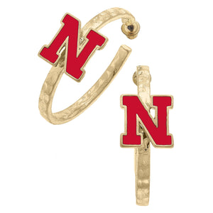 N Enamel Logo Hoop Earrings