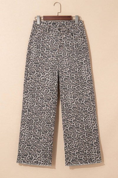 Leopard Frayed Jeans