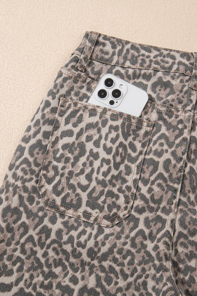 Leopard Frayed Jeans