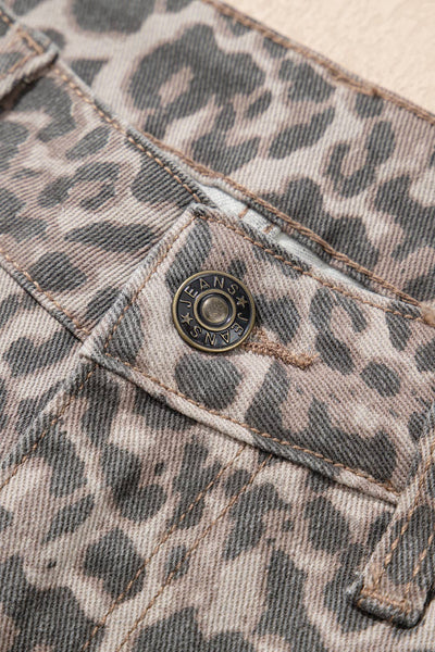 Leopard Frayed Jeans