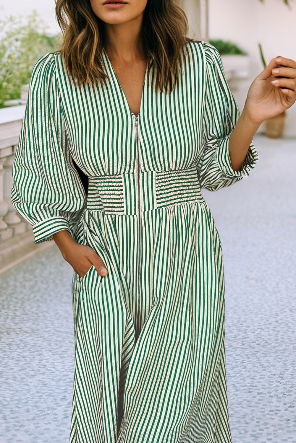 midi baby blue dress Blue Striped Embroidered Midi Dress | Women's Clothing