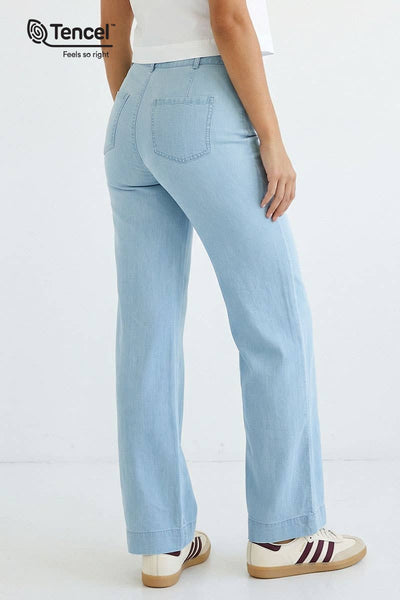 Tencel Wide-leg High Waisted Pants: Vintage Black / M