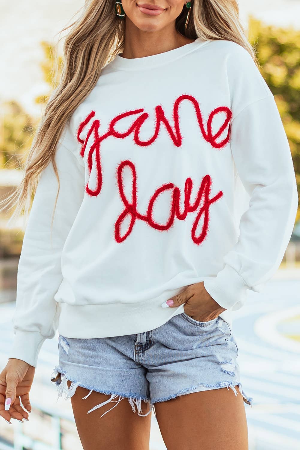 Game Day sweatshirt in White/Red