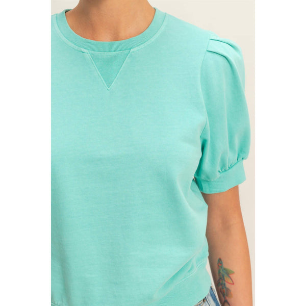 Polly Crew Neck Top in Turquoise