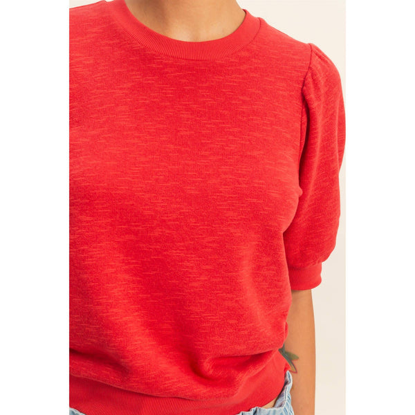 Polly Crew Neck Top in Red