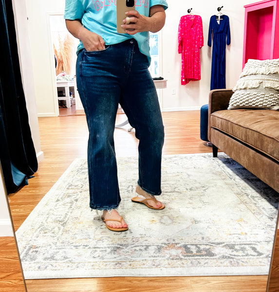 Sailor Raw Hem High Waist Flared Jeans