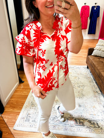 Lilly Red Ruffled Blouse