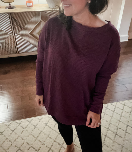 Plum Ditty Waffle Top