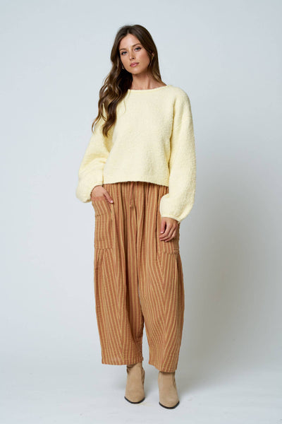 LONG SLEEVE FUZZY KNIT PULLOVER SWEATER : DUSTY BLUE