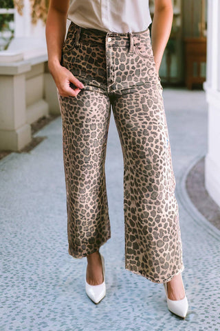 Leopard Frayed Jeans