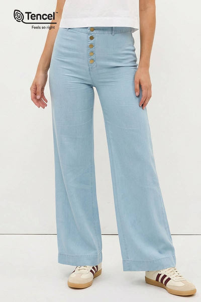 Tencel Wide-leg High Waisted Pants: Vintage Black / M