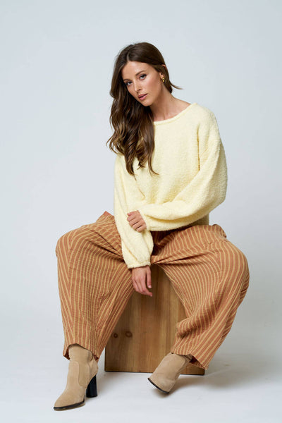 LONG SLEEVE FUZZY KNIT PULLOVER SWEATER : DUSTY BLUE