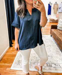 Simply Subtle Top in Navy