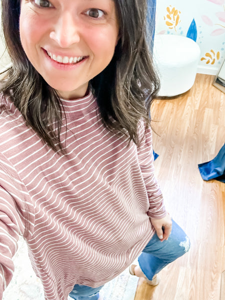 Everyday Stripes Top in Mauve