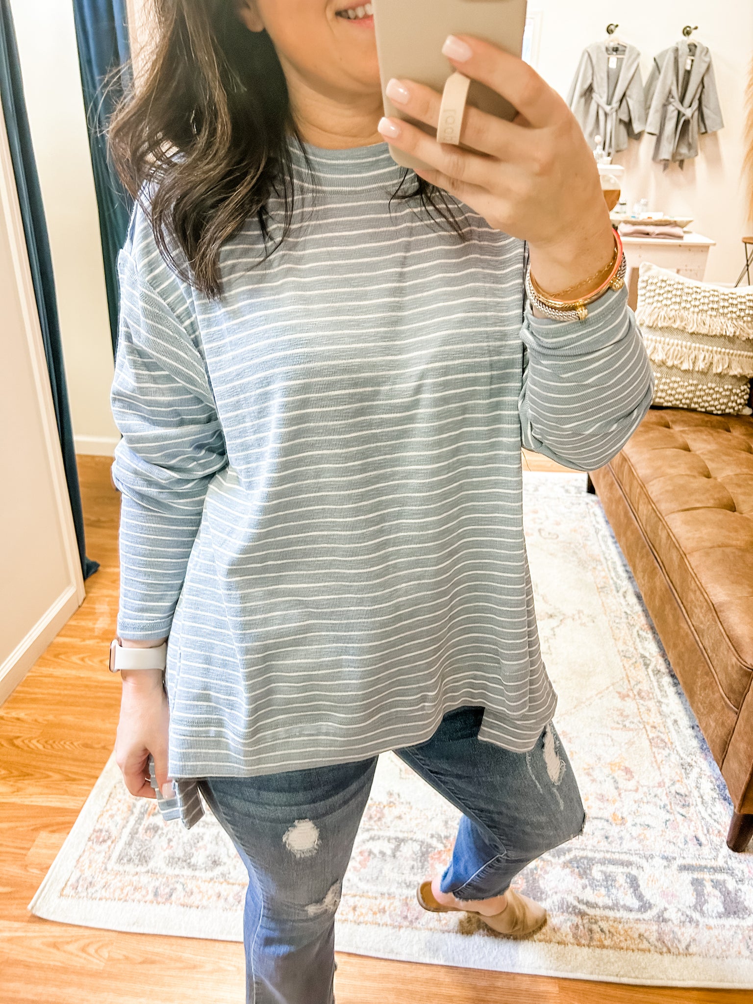 Everyday Stripes Top in Chambray