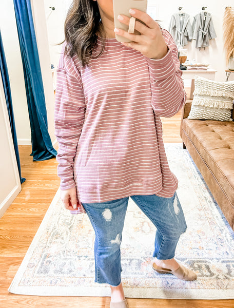 Everyday Stripes Top in Mauve